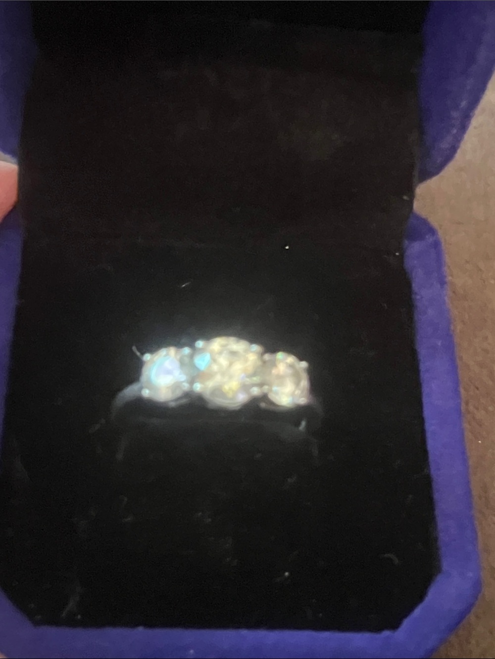 2 Carat Moissanite Three-Stone Ring S925 Sterling Silver Size 8